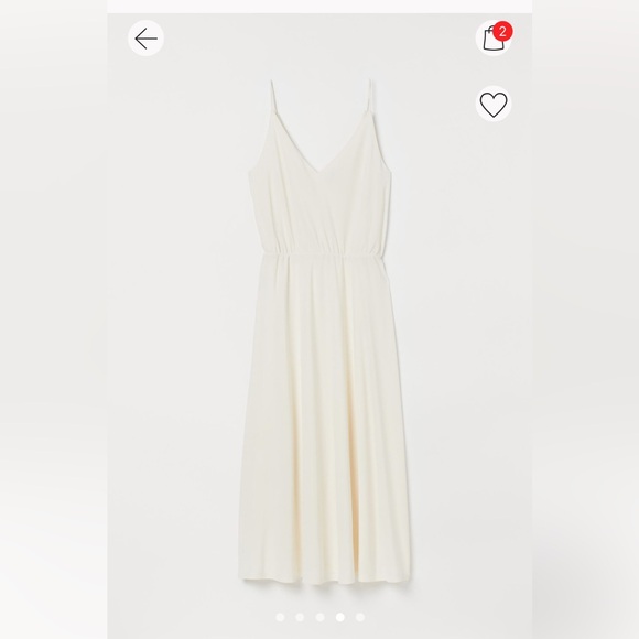 H&M Simple Minimal White Spaghetti Strap Elastic Waist Sun Midi Dress - Picture 4 of 4
